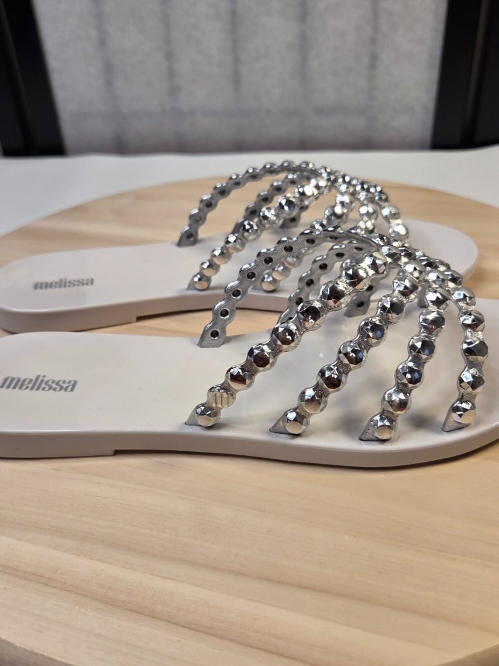 Melissa Faux Crystal White Silver Jelly Sandals Women US 7 - Picture 2 of 12